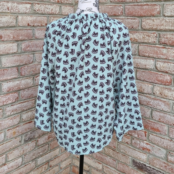 Ann Taylor Mint Green Shirred Horse Top Mint Green - Picture 4 of 6